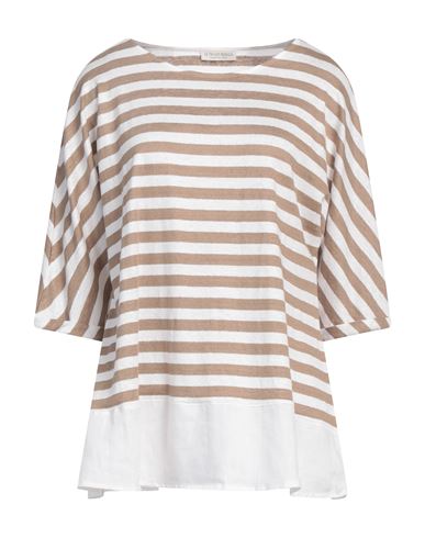 Le Tricot Perugia Woman T-shirt Light Brown Size L Linen, Elastane