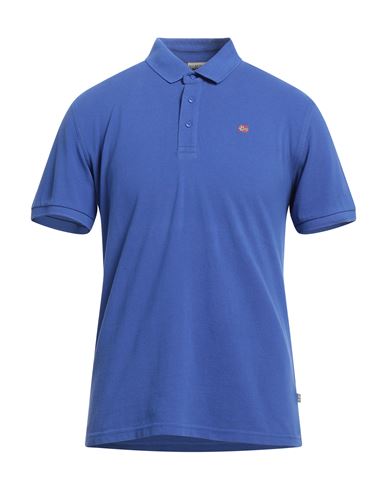 Napapijri Man Polo Shirt Blue Size M Cotton In Blue