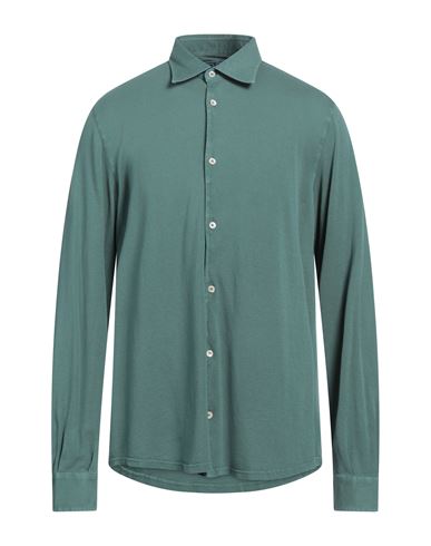 Fedeli Man Shirt Dark Green Size 52 Cotton