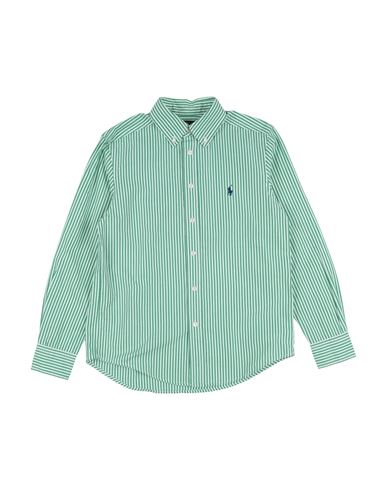 Polo Ralph Lauren Babies'  Striped Cotton Poplin Shirt Toddler Boy Shirt Green Size 4 Cotton