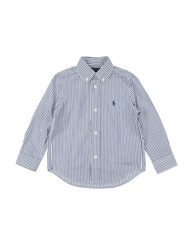 Polo Ralph Lauren Babies'  Striped Cotton Poplin Shirt Toddler Boy Shirt Blue Size 4 Cotton