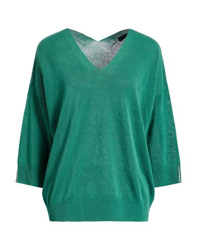 Peserico Woman Sweater Emerald Green Size 10 Linen, Cotton In Green