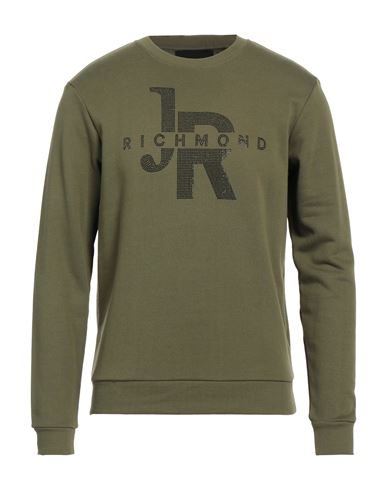 John Richmond Man Sweatshirt Military Green Size Xxl Cotton, Polyester