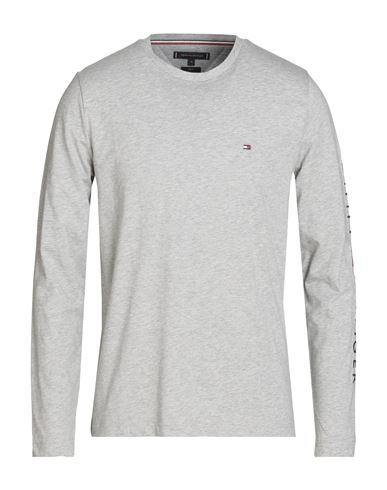 Tommy Hilfiger Tommy Logo Long Sleeve T-shirt Man T-shirt Grey Size Xl Organic Cotton