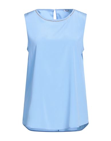 Shop Peserico Woman Top Azure Size 8 Silk, Elastane In Blue