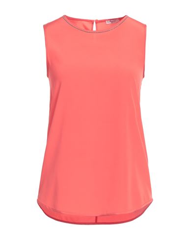 Peserico Easy Woman Top Coral Size 6 Silk, Elastane In Red