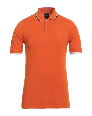 Armani Exchange Man Polo Shirt Orange Size S Cotton, Elastane