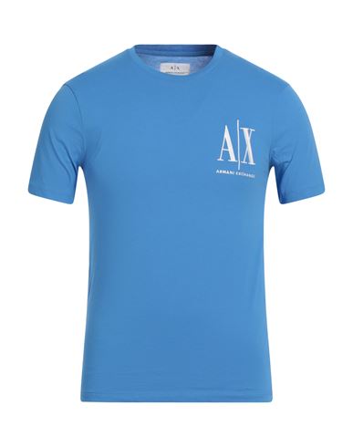 Armani Exchange Man T-shirt Azure Size Xs Cotton In Blue