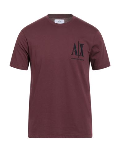 Armani Exchange Icon Period Man T-shirt Burgundy Size L Cotton In Pink