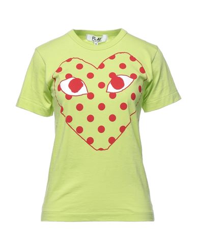 Shop Comme Des Garçons Play Woman T-shirt Acid Green Size M Cotton