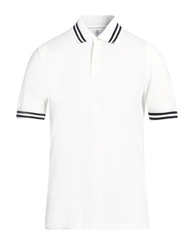 Brunello Cucinelli Man Polo Shirt Ivory Size Xxl Cotton In White