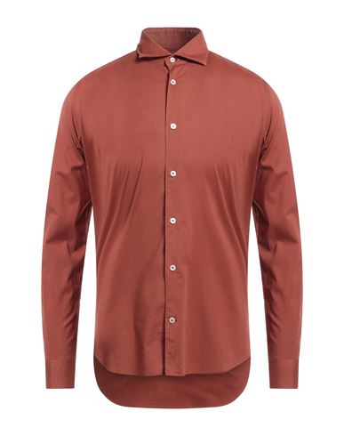 Mastricamiciai Man Shirt Rust Size 15 ¾ Cotton, Elastane In Red