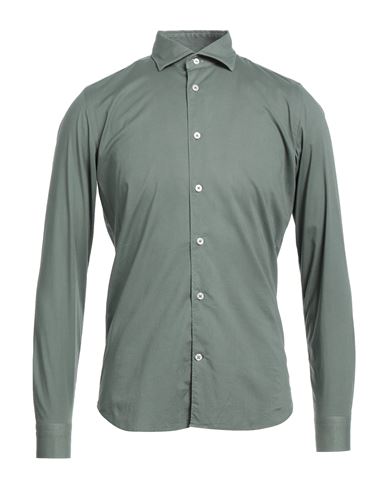 Mastricamiciai Man Shirt Military Green Size 15 ½ Cotton, Elastane In Green