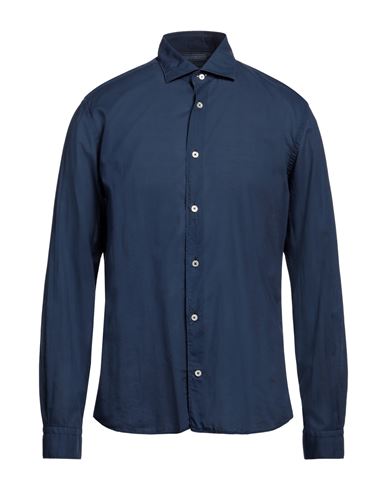 Mastricamiciai Man Shirt Navy Blue Size 16 ½ Cotton, Elastane