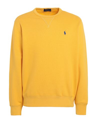 Shop Polo Ralph Lauren The Rl Fleece Sweatshirt Man Sweatshirt Ocher Size L Cotton, Recycled Polyester In Yellow