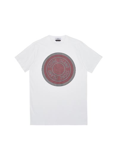 STONE ISLAND TEEN 21069 COTTON JERSEY_'LENTICULAR LOGO' PRINT_ GARMENT DYED  T-shirt manches courtes Homme Blanc EUR 109