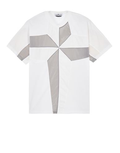STONE ISLAND 20155 COTTON JERSEY STAR INLAY_GARMENT DYED Short sleeve t-shirt Man White CAD 327