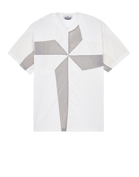 Sold out - STONE ISLAND 20155 COTTON JERSEY STAR INLAY_GARMENT DYED Short sleeve t-shirt Man White