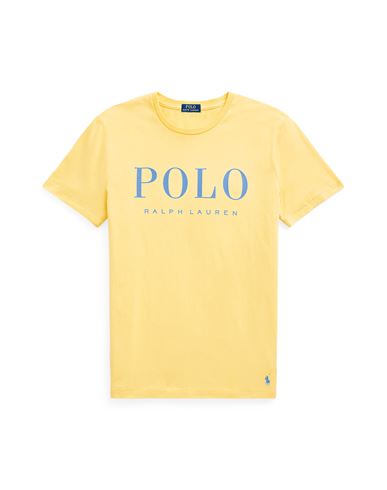 Shop Polo Ralph Lauren Custom Slim Fit Logo Jersey T-shirt Man T-shirt Light Yellow Size L Cotton