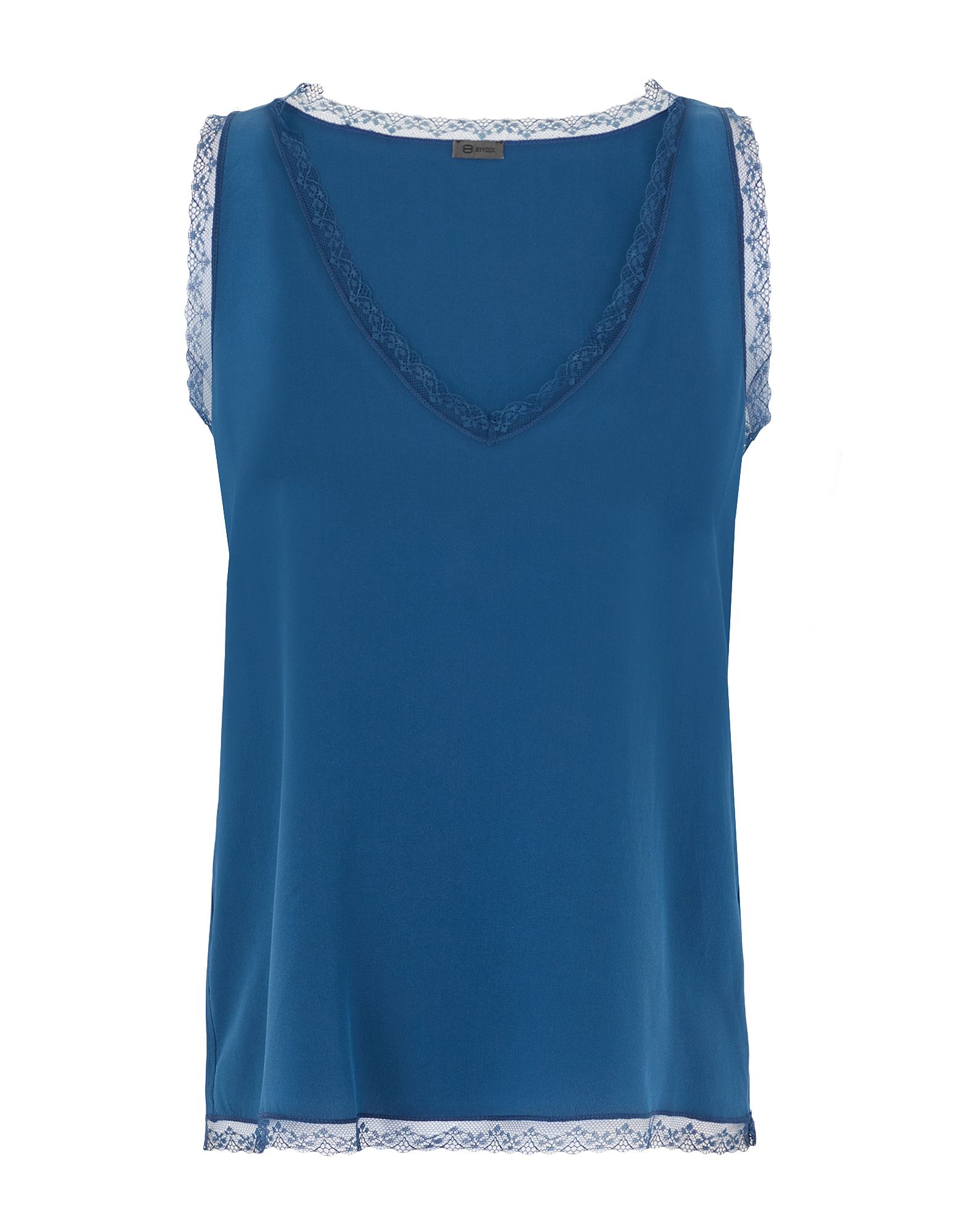 ԥ볫8 by YOOX ǥ ȥåץ ߥåɥʥȥ֥롼 38 륯 100% SILK LACE-TRIMMED CAMISOLE