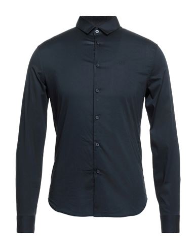 Armani Exchange Man Shirt Midnight Blue Size S Cotton, Elastane