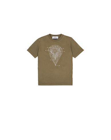 STONE ISLAND KIDS 21051 COTTON JERSEY,'DIAGRAM THREE' PRINT_GARMENT DYED T-shirt manches courtes Homme Vert militaire EUR 60