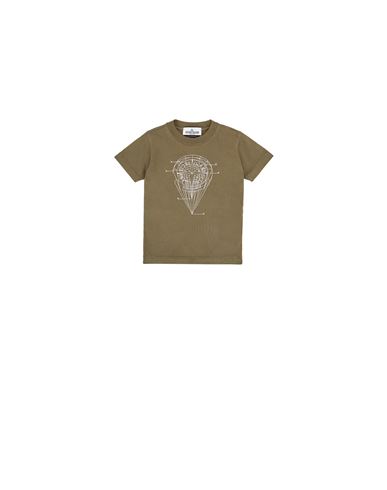 STONE ISLAND BABY 21051 COTTON JERSEY,'DIAGRAM THREE' PRINT_GARMENT DYED T-shirt manches courtes Homme Vert militaire EUR 79