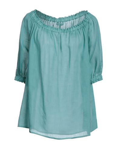 Antonelli Woman Blouse Turquoise Size 2 Ramie In Blue