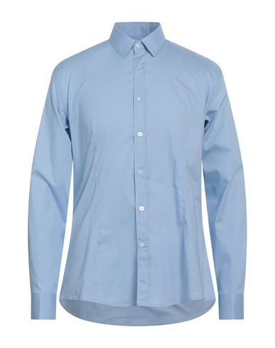 Grey Daniele Alessandrini Man Shirt Sky Blue Size 17 ½ Cotton, Elastane