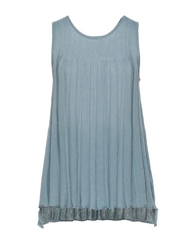 Fedeli Woman Top Pastel Blue Size 2 Linen, Silk In Blue