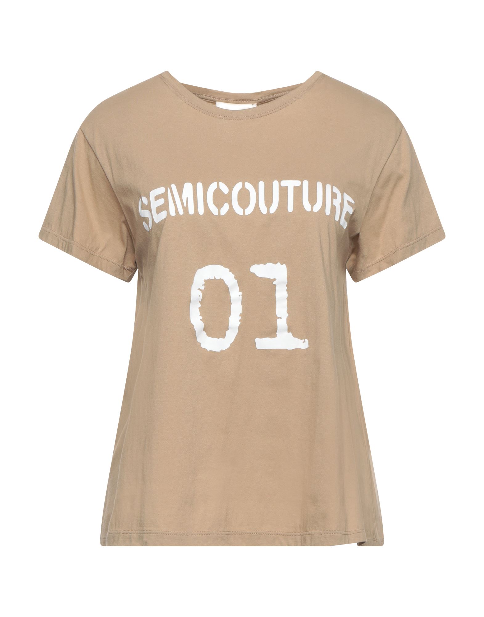 Semicouture T-shirts In Camel