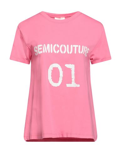 Semicouture Woman T-shirt Pink Size M Cotton