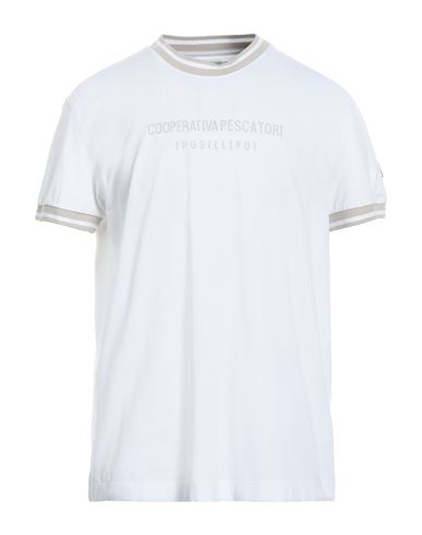 Cooperativa Pescatori Posillipo Man T-shirt White Size S Cotton, Elastane