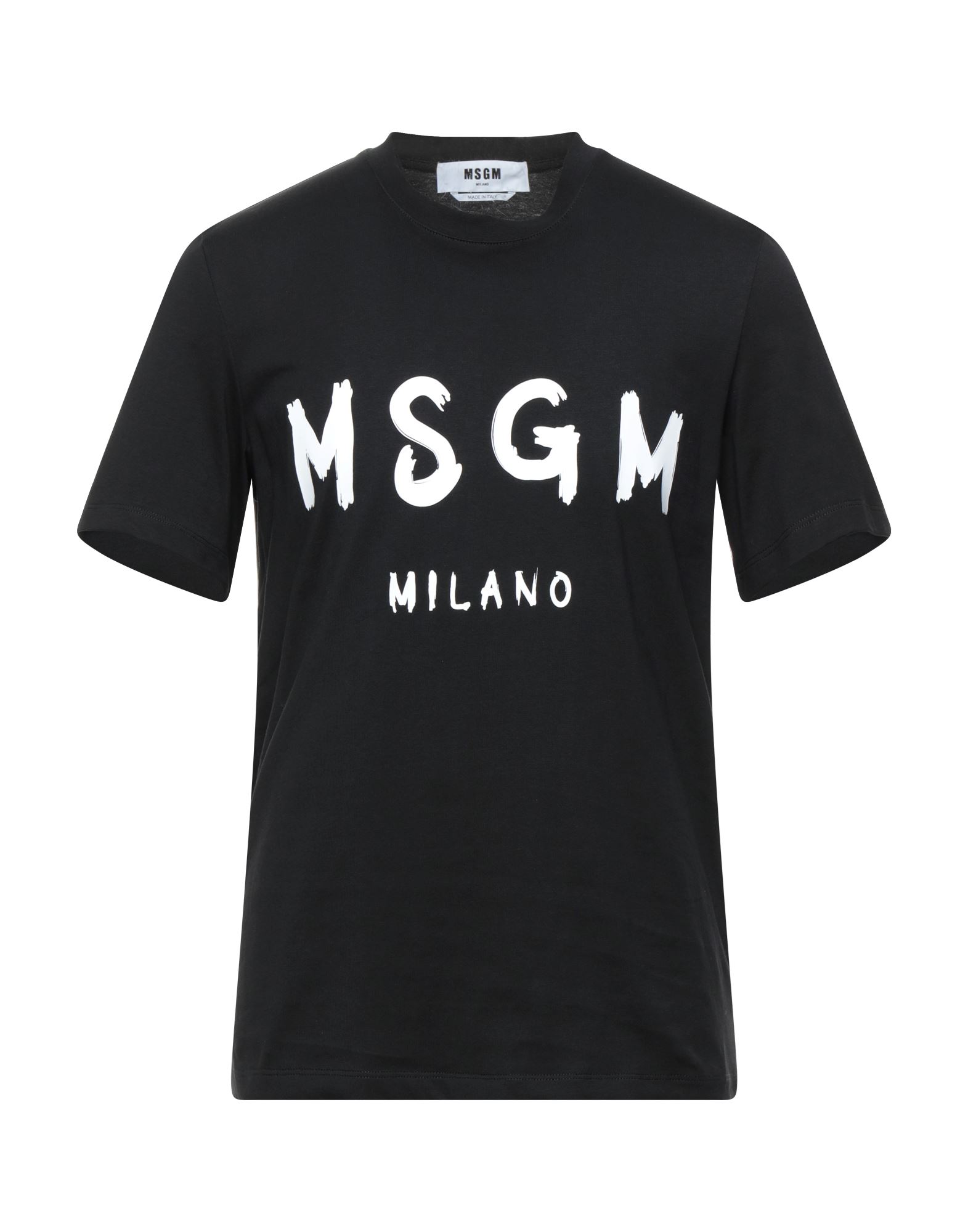 Msgm Cotton T-shirt With Front Printed Logo In Black