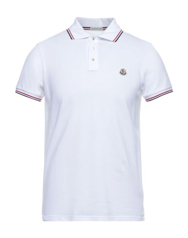 Moncler Classic White Cotton Polo With Signature Tri-color Trim In White