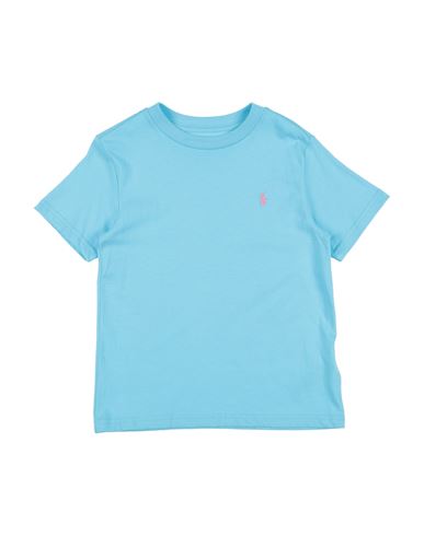 Polo Ralph Lauren Babies'  Cotton Jersey Crewneck Tee Toddler Boy T-shirt Sky Blue Size 5 Cotton