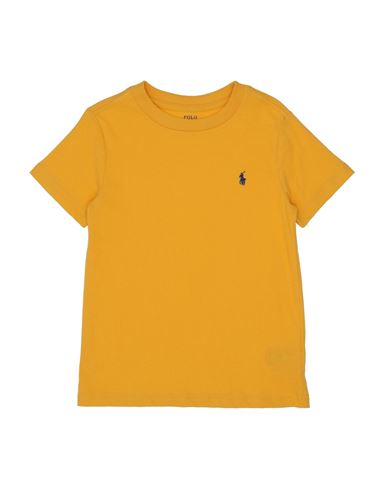 Polo Ralph Lauren Babies'  Cotton Jersey Crewneck Tee Toddler Boy T-shirt Ocher Size 5 Cotton In Yellow