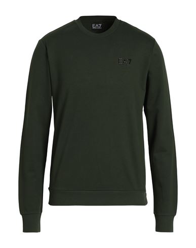 Ea7 Man Sweatshirt Military Green Size Xxl Cotton, Elastane In Green