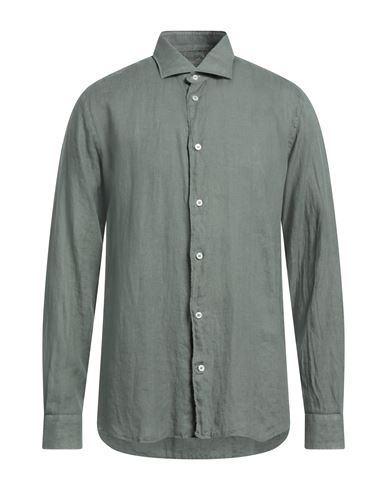 Mastricamiciai Man Shirt Military Green Size 15 ½ Cotton, Elastane