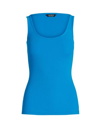 Lauren Ralph Lauren Woman Tank Top Azure Size M Cotton, Elastane In Blue