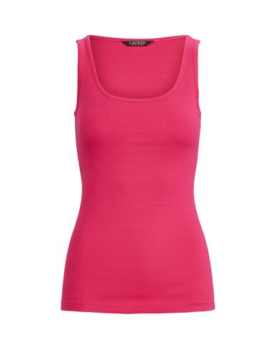 Lauren Ralph Lauren Woman Tank Top Fuchsia Size L Cotton, Elastane In Pink