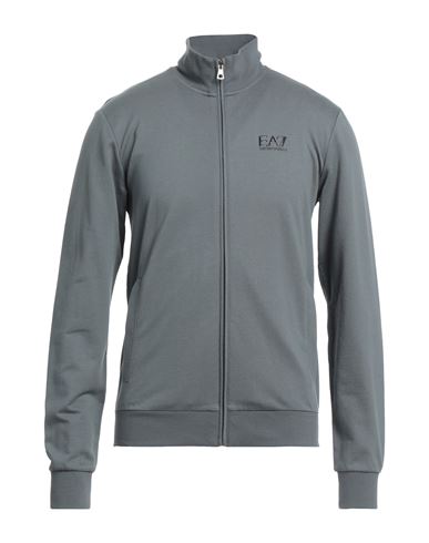 Ea7 Man Sweatshirt Lead Size M Cotton, Elastane In Grey