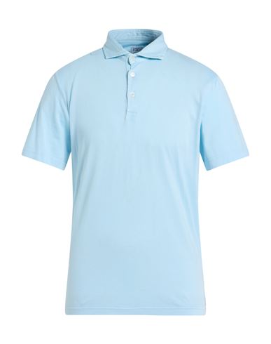 Fedeli Man Polo Shirt Sky Blue Size 42 Cotton In Blue