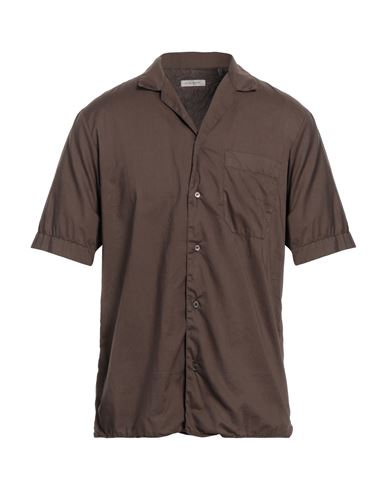Paolo Pecora Man Shirt Dark Brown Size 16 Cotton