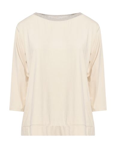 Rossopuro Woman T-shirt Beige Size S Cotton, Elastane