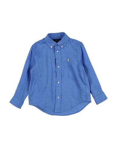 Polo Ralph Lauren Babies'  Linen Shirt Toddler Boy Shirt Azure Size 5 Linen In Blue