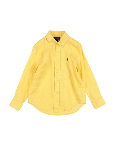 Polo Ralph Lauren Babies'  Linen Shirt Toddler Boy Shirt Ocher Size 5 Linen In Yellow