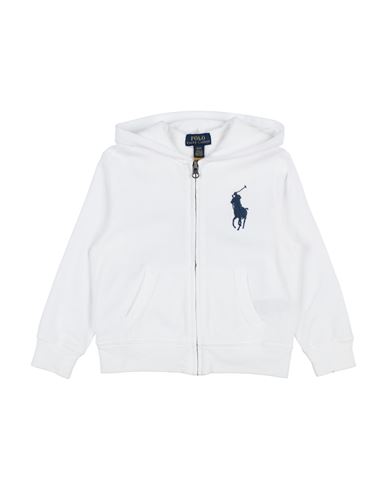 Polo Ralph Lauren Babies'  Big Pony Spa Terry Full-zip Hoodie Toddler Boy Sweatshirt White Size 3 Cotton