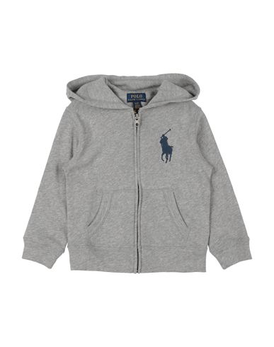Polo Ralph Lauren Babies'  Big Pony Spa Terry Full-zip Hoodie Toddler Boy Sweatshirt Grey Size 4 Cotton