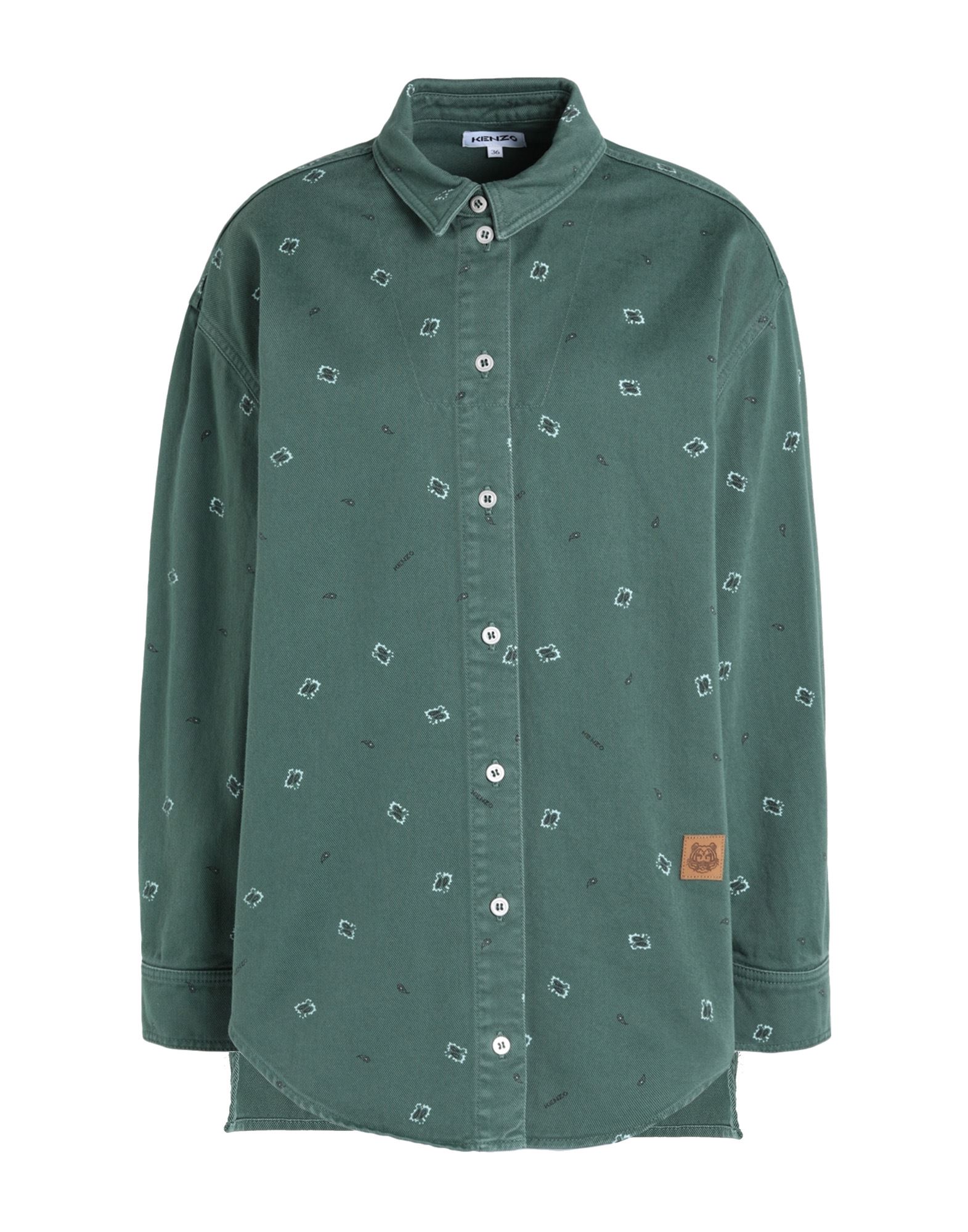 Shop Kenzo Woman Denim Shirt Green Size 4 Cotton